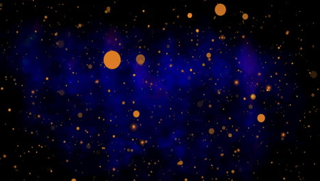 animation of golden dots falling on navy background