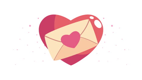 happy valentines day card with love envelope in heart