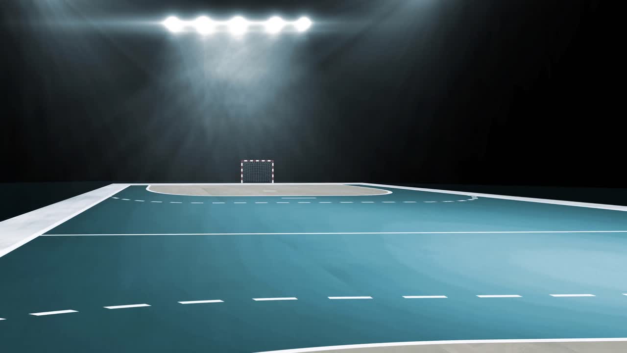 animación de un estadio deportivo de balonmano con iluminación