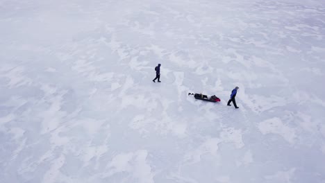 get an aerial view of ice fishing on fitzgerald pond, maine