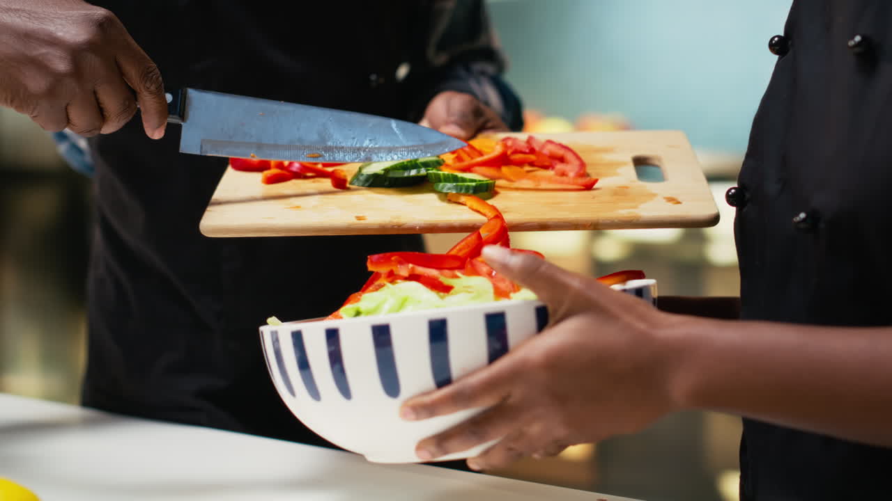 Chefs preparing salad
