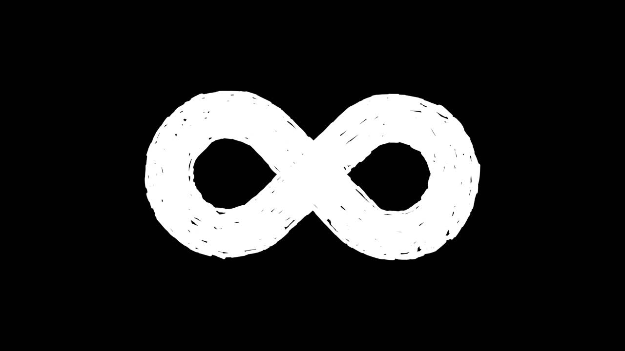 Hand Drawn White Infinity Symbol on Black Background