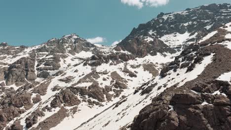 landscape view of a mountain range on a sunny winter day in high atlas, morocco