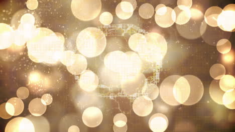 animation of glowing golden spots of light over human brain icon spinning against yellow background