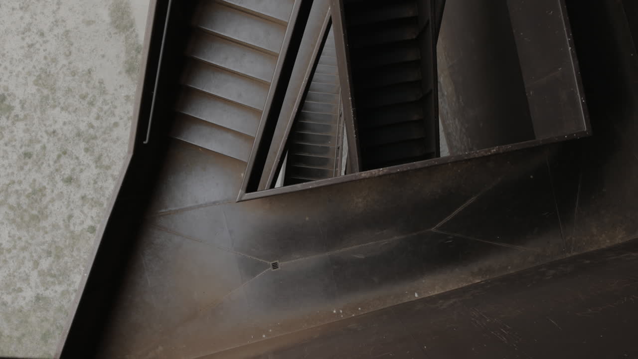 Abstract, geometric steel stairway