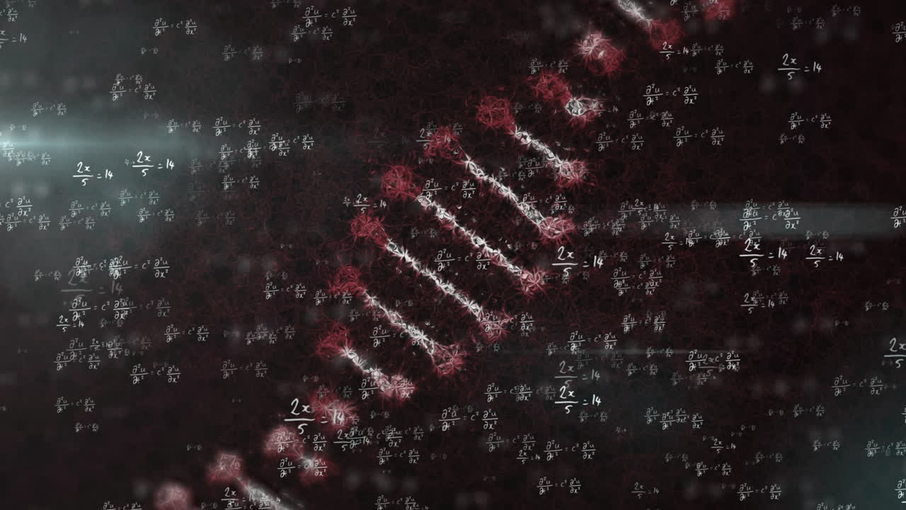 animación de ecuaciones matemáticas sobre la cadena de adn
