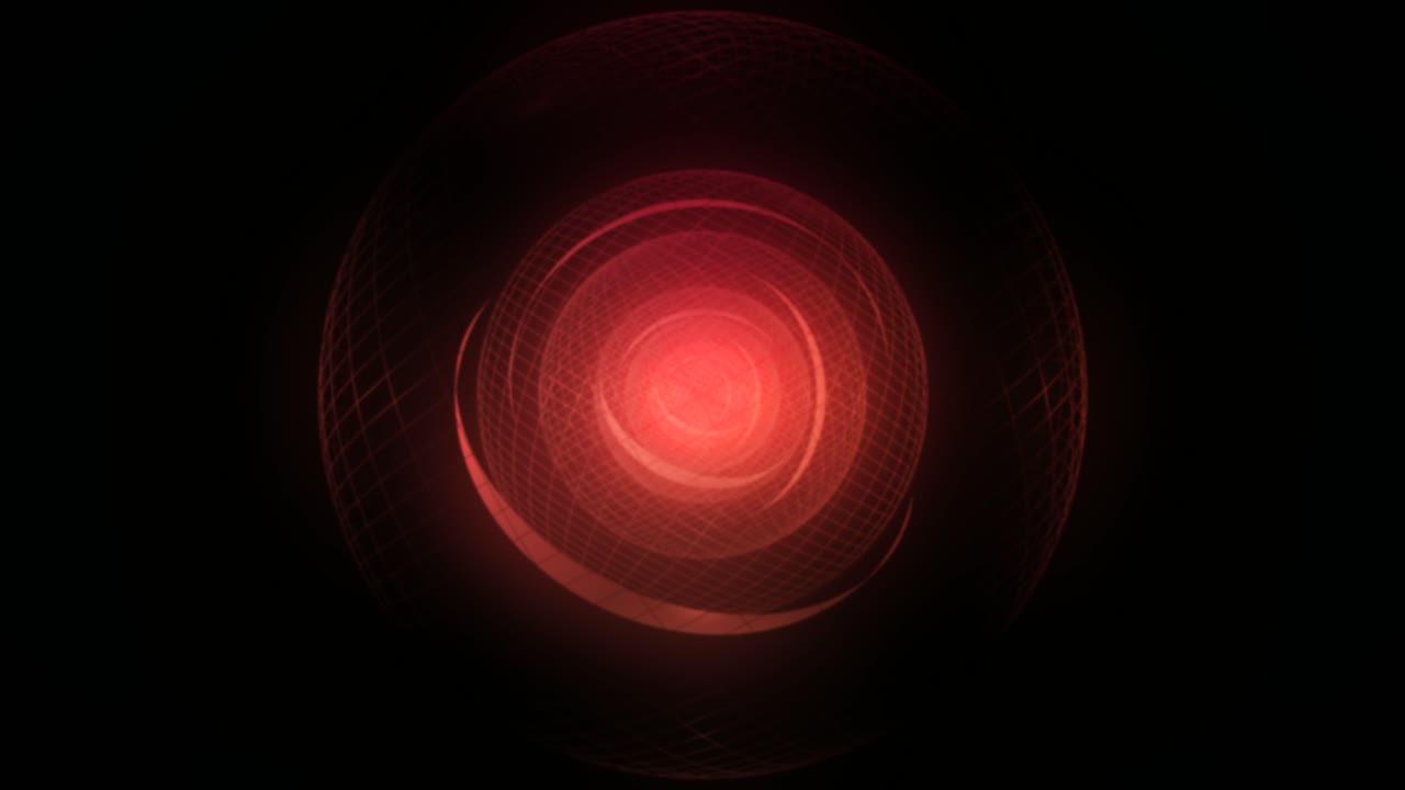 esferas de estructura metálica 3d rojas giratorias abstractas