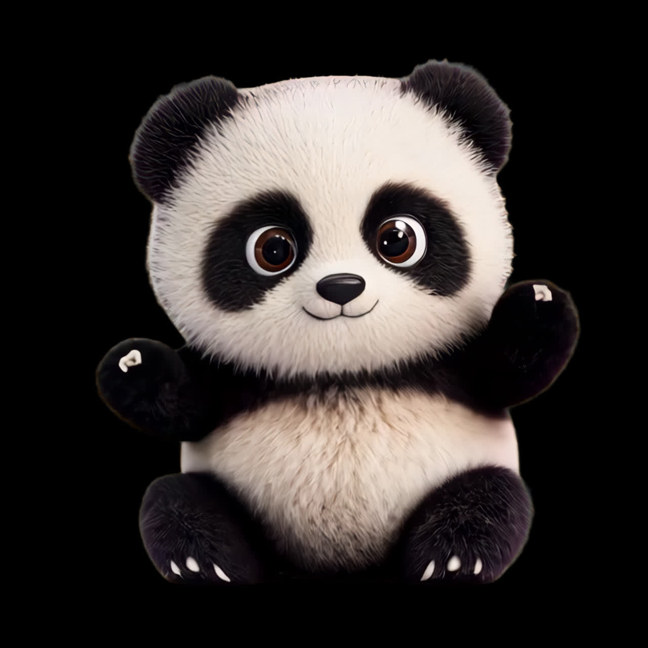 Cute panda baby animation isolated asset, transparent 4K video, alpha channel, ProRes 4444