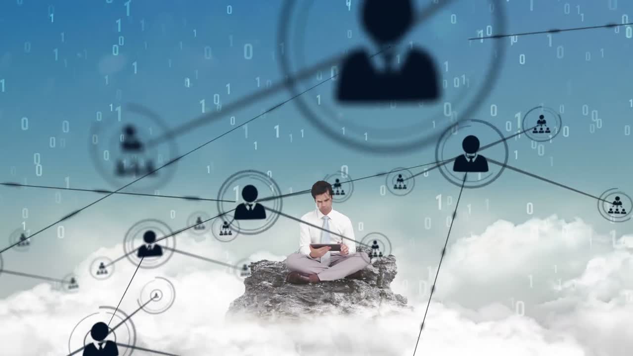 커 ⁇ 터가 움직이고 디지털 데이터가 파란색 바탕에 있습니다.