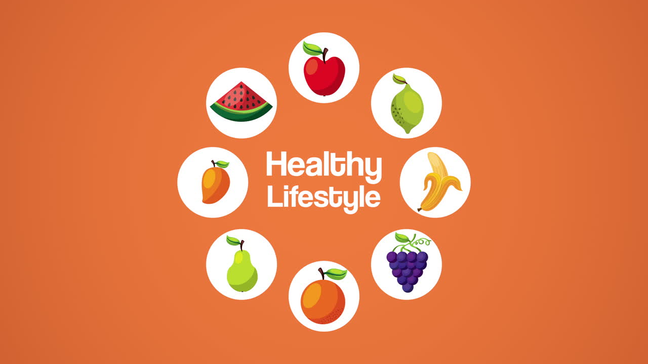 건강한 라이프 스타일 글자 및 채식주의 음식