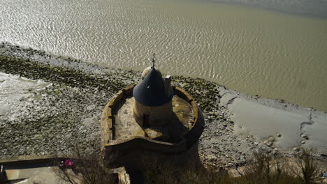 high view of a watch tower of and old medieval fortress