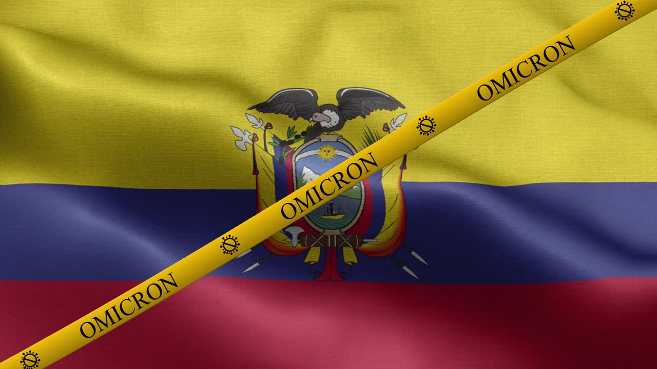 variante omicron y franja de prohibición en la bandera de ecuador