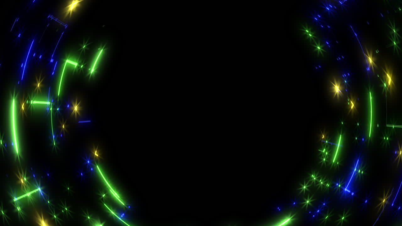 네온 led 라인과 공간 hud 요소를 가진 디지털 화면