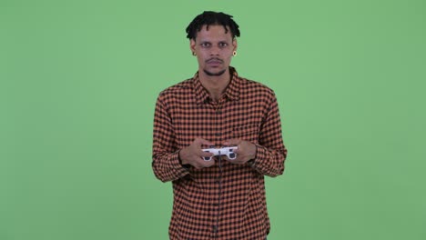 young handsome african man with dreadlocks