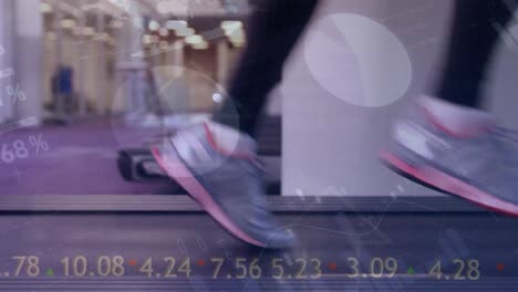 animation of financial data processing over running person