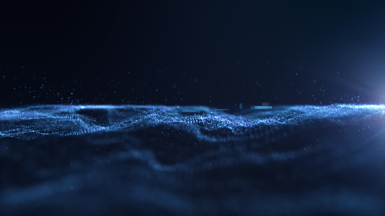 Futuristic Abstract Flowing Blue Particles Wave