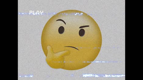 Animation-Des-Denkenden-Emoji-Symbols-über-Dem-Wiedergabebildschirm-Mit-Störung
