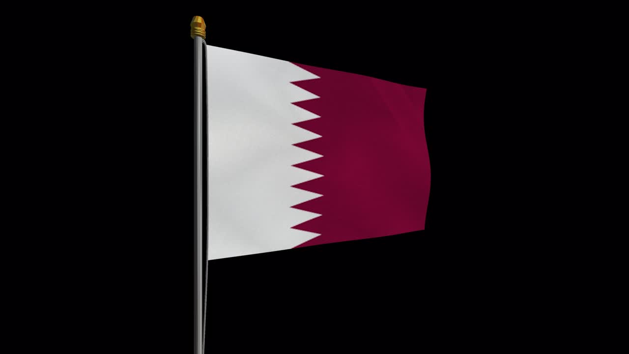 Video in loop della bandiera del Qatar che sventola al vento, video in slow motion 4K, con canale alfa