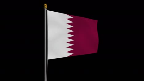 video de bucle de la bandera de qatar revoloteando en el viento, video en cámara lenta de 4k, con canal alfa