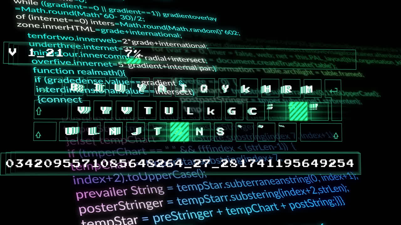 animación del procesamiento de datos sobre un fondo oscuro