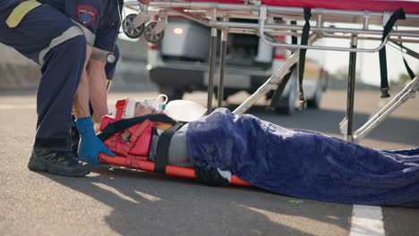 road accident, paramedic and a person