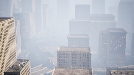 skyscrapers covered by morning fog