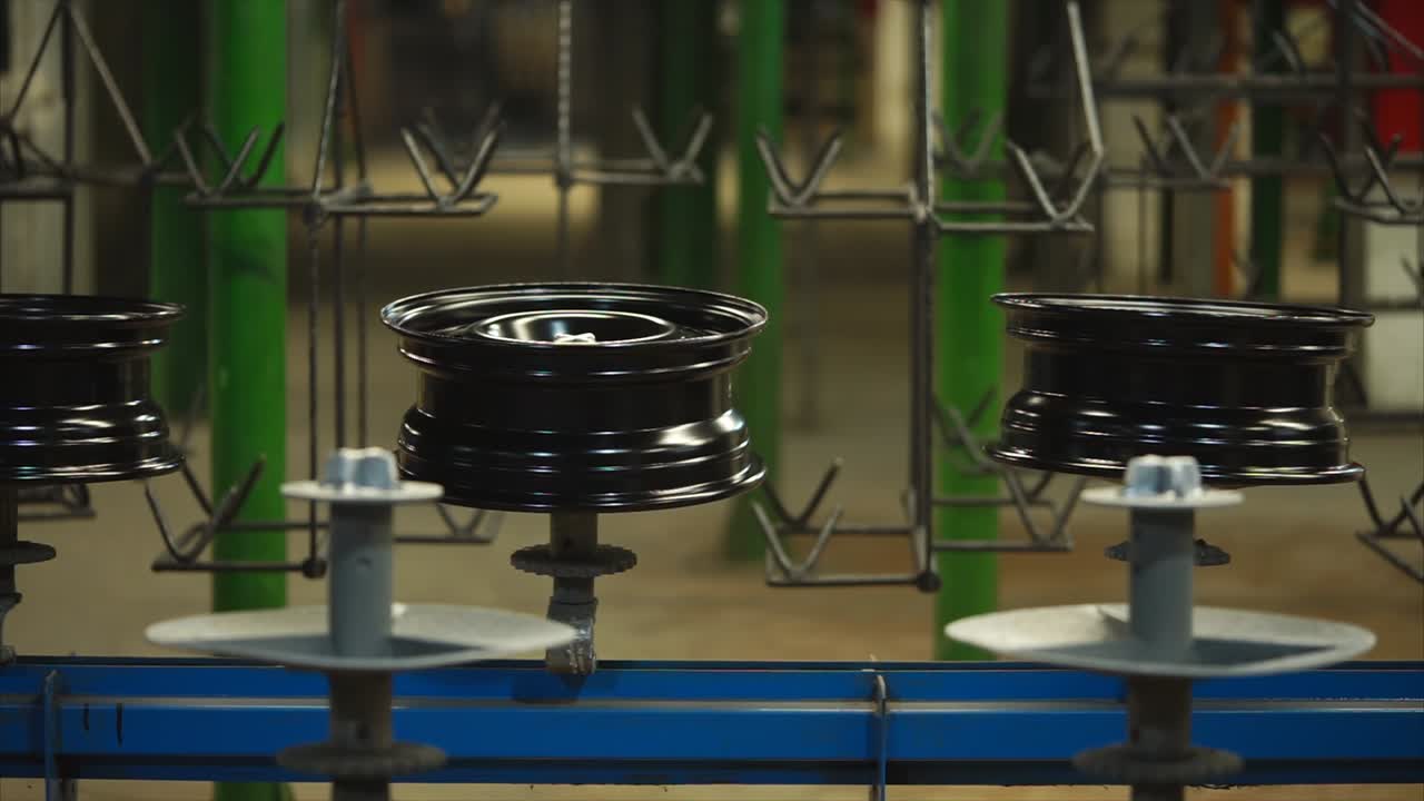 Car Wheel Painting Process in a Factory