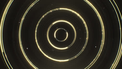 loop golden neon lines running in a circle with shiny particles