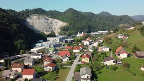 aerial view of rural settlement and landscape in the city of lasko, slovenia, europe