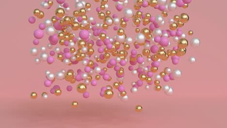 gold silver metallic sphere particle pink scene 3d render motion