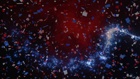 animation of light spots and confetti on black background