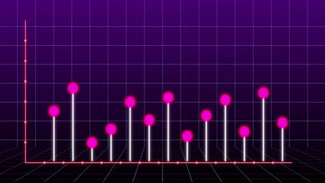 Animation-of-financial-graph-over-violet-background