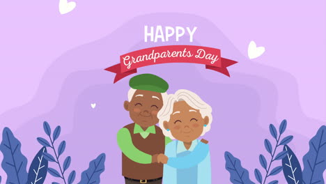 feliz tarjeta de día de los abuelos con afro pareja de viejos amantes