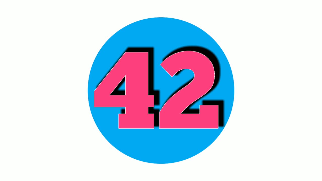 42 número cuarenta y dos símbolo de signo animación motion graphics en fondo blanco, 4k número de video de dibujos animados para elementos de video