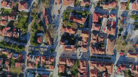 top down shot of kalavryta, greece - streets and buildings