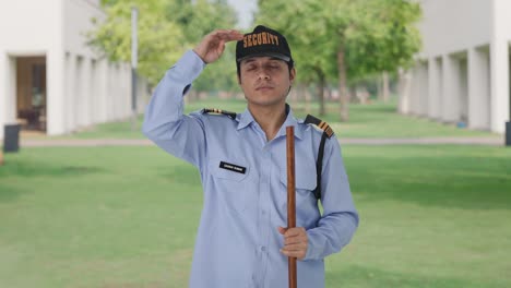 indian security guard getting ready for duty