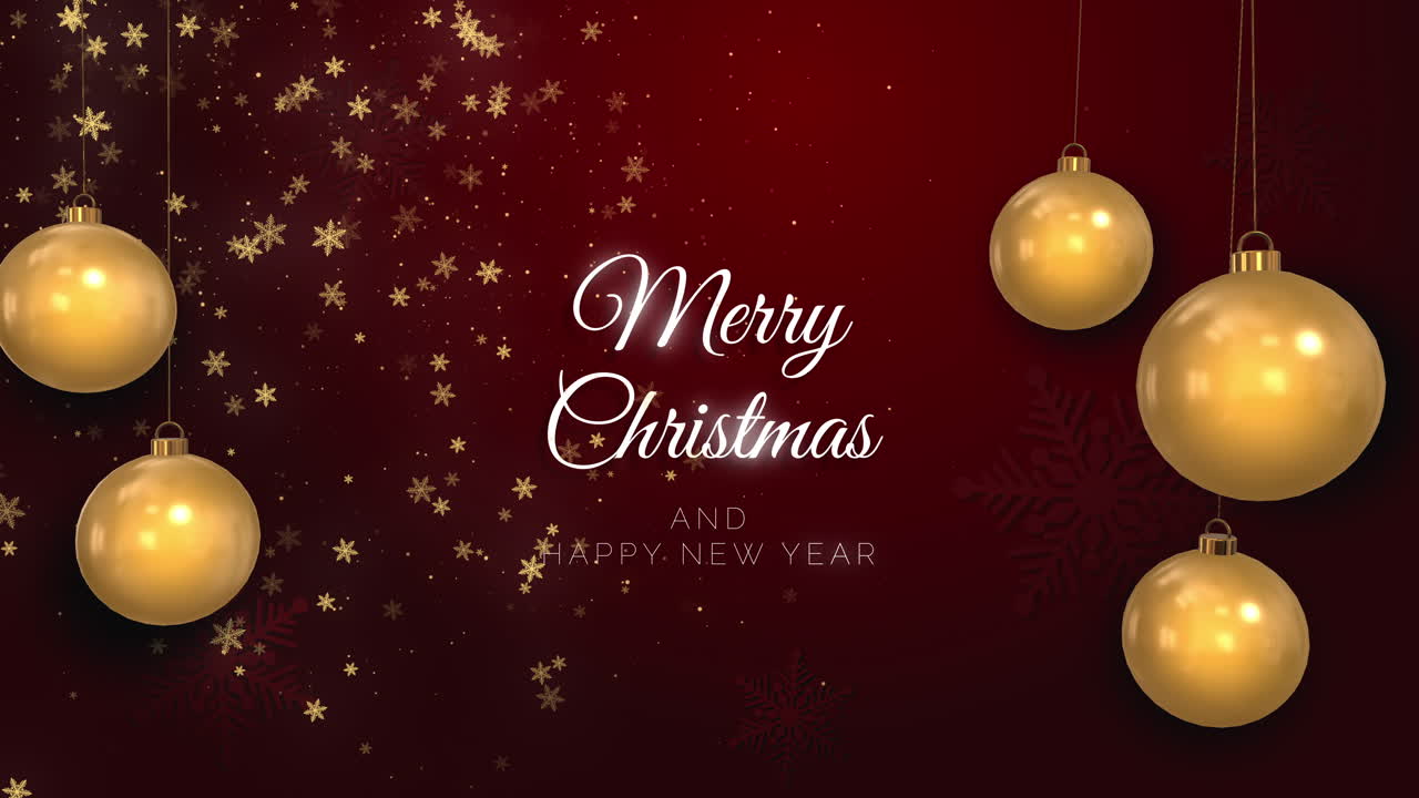Merry Christmas and Happy New Year Background with Gold Ornaments ...
