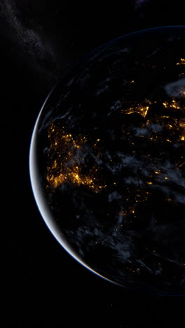 earth from space with city lights at night