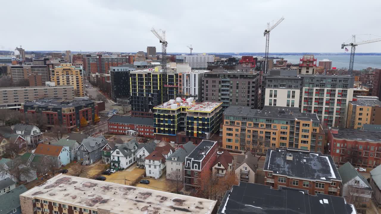 Apartment buildings at Madison Wisconsin aerial view