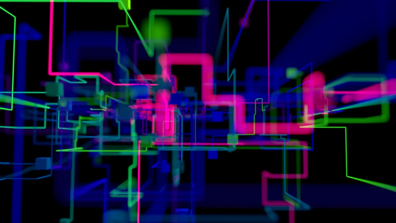 4K Futuristic Network Nodes Growing Across Frame.