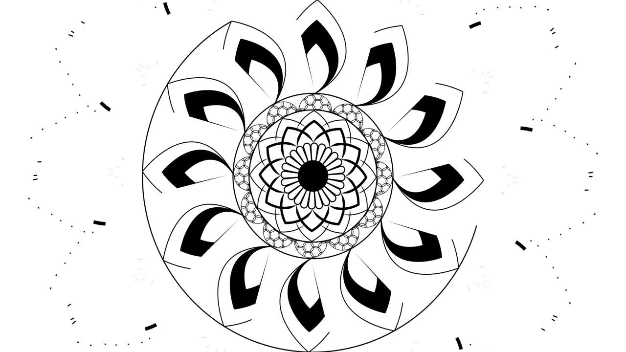 4k círculo animado dibujo de patrón de mandala en blanco y negro. artístico video clip gráfico dibujado a mano. perfecta transición 4k o introducción para cualquier programa de televisión, noticias o película. mejor para el diseño de escenario.