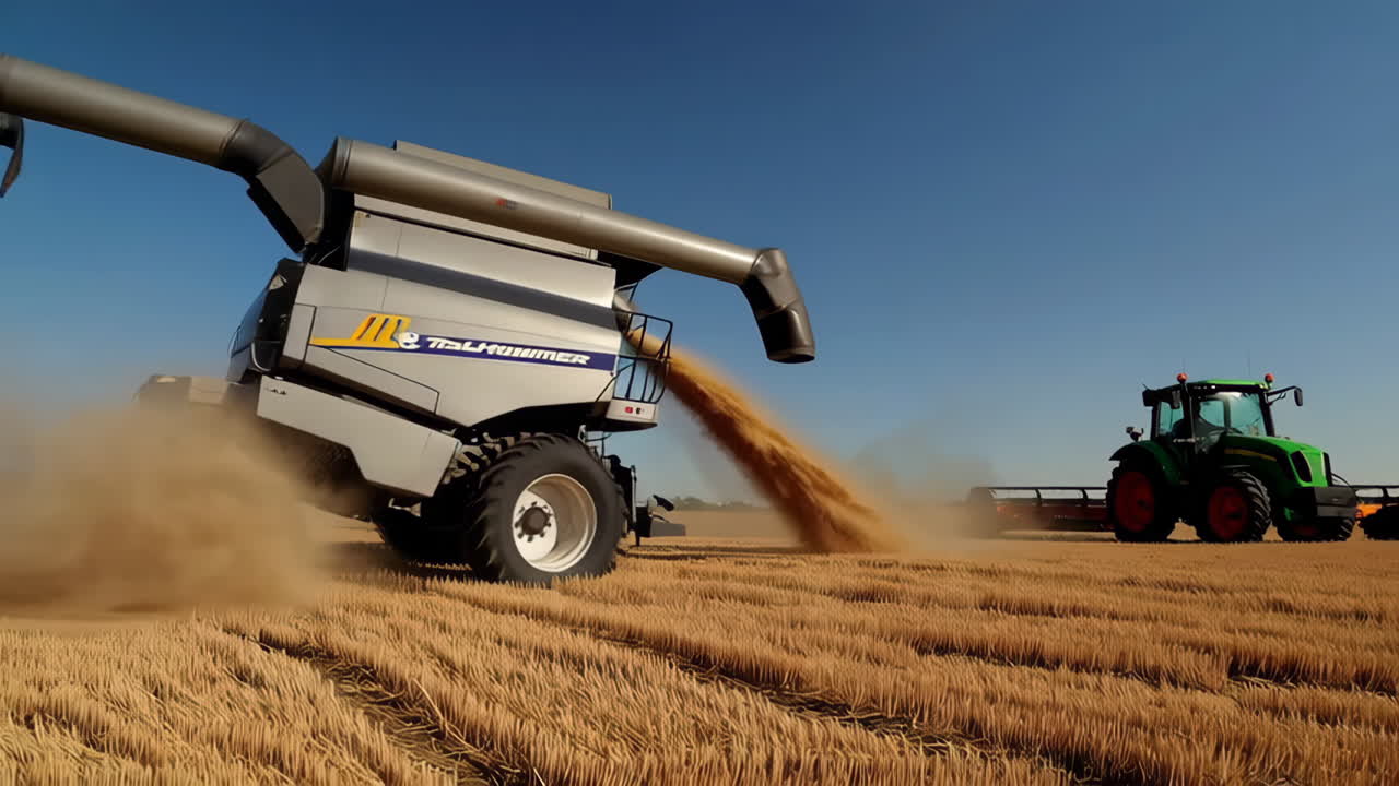 cosechadora en acción