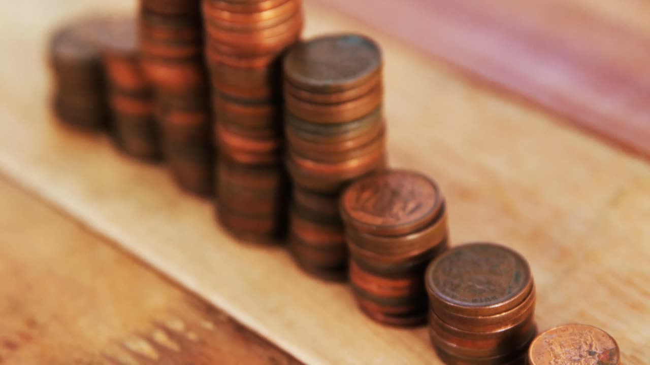 primer plano de la pila de monedas