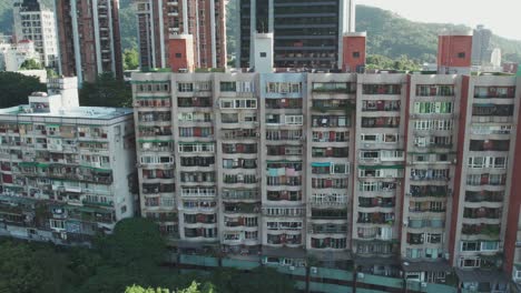 dense high-rise residential apartments in beitou, taipei, taiwan, aerial