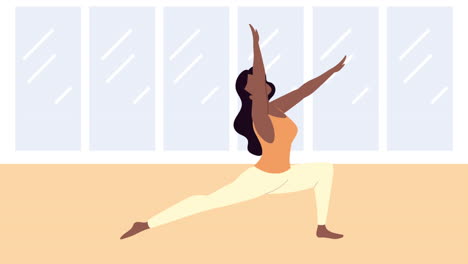 mujer morena practicando yoga personaje