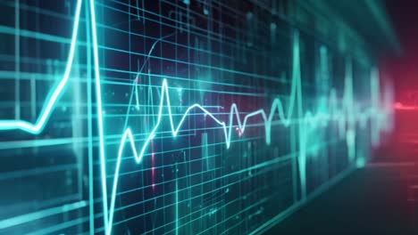 digital heartbeat monitor displaying a neon ecg waveform