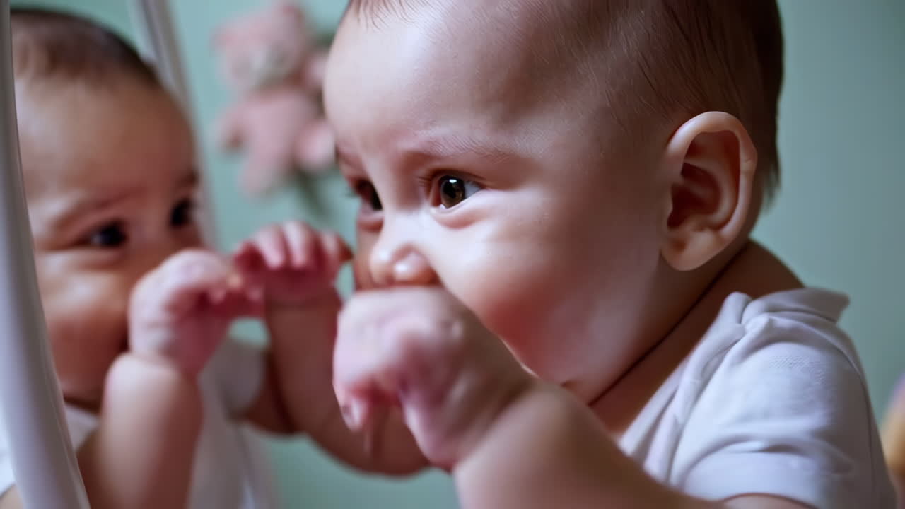 Baby Laughing at Reflection