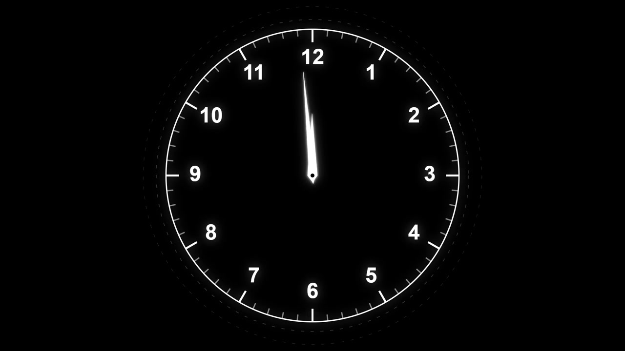 Manecillas del Reloj Moviéndose Hacia las Doce sobre Fondo Negro