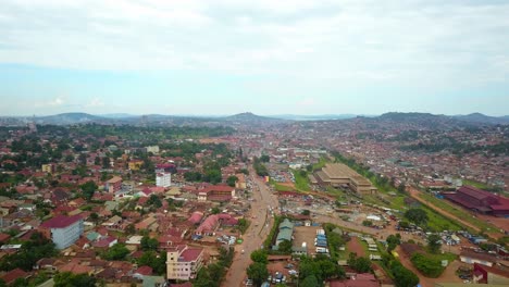 cityscape of ring road in kampala, uganda - aerial drone shot