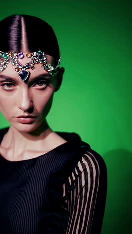 woman in fashion headpiece